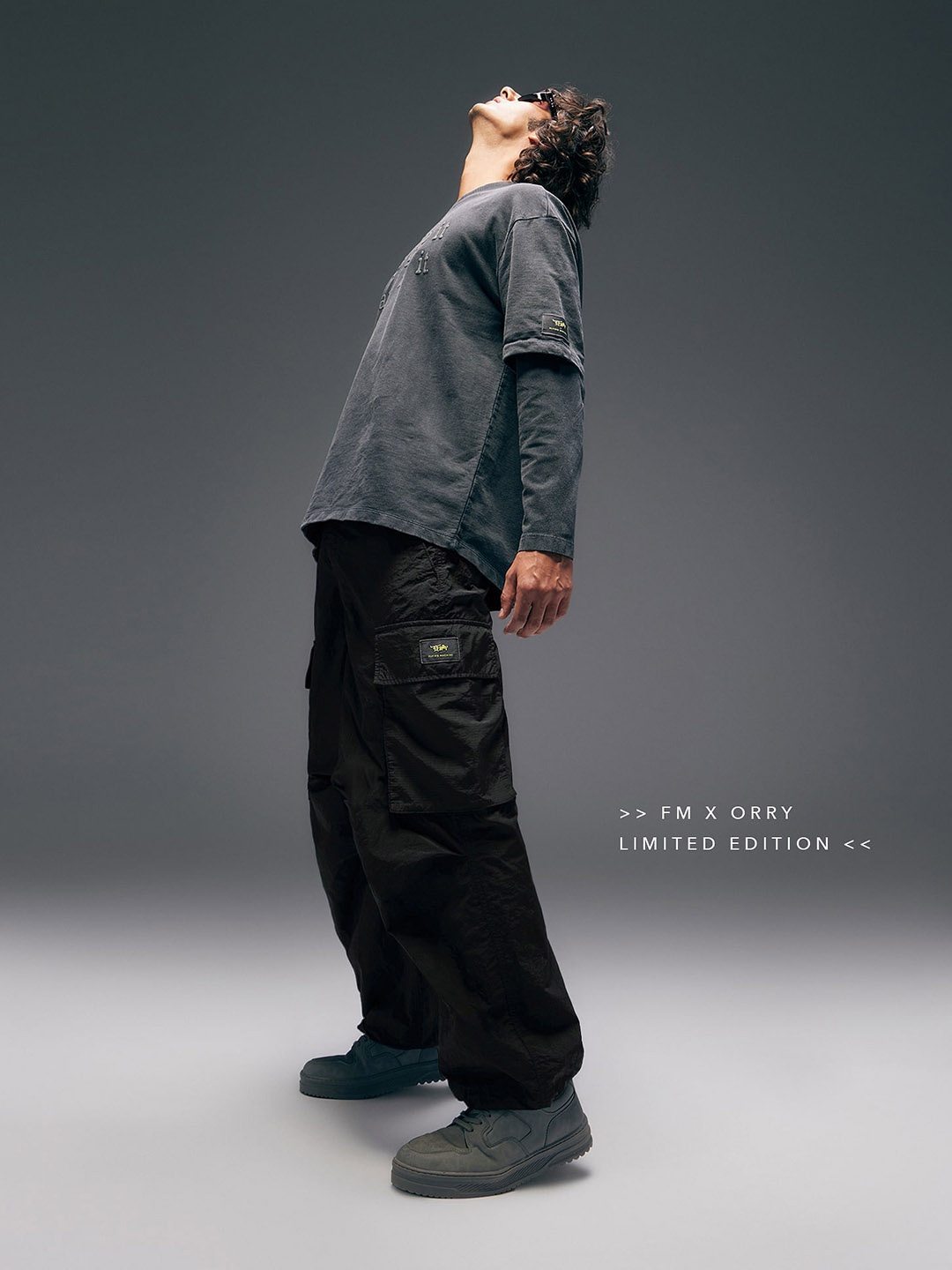 

Flying Machine Men Orry X Cobain Parachute Loose Fit Cargo Pants, Black