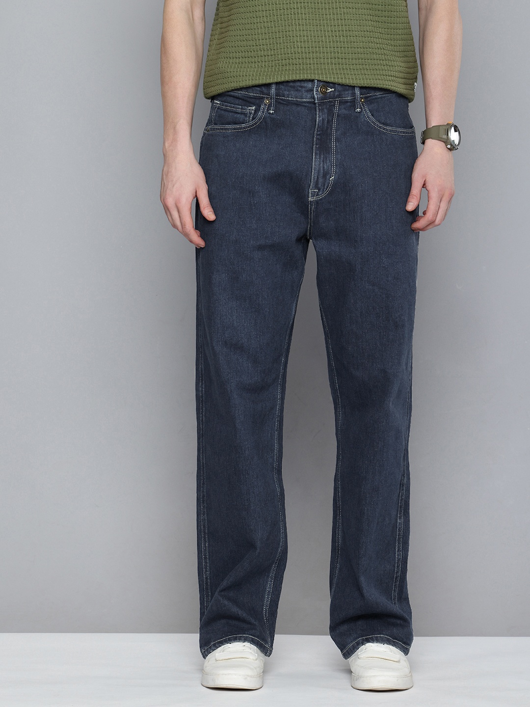 Flying Machine Men Cobain Loose Fit High-Rise Light Fade Stretchable Jeans, Blue
