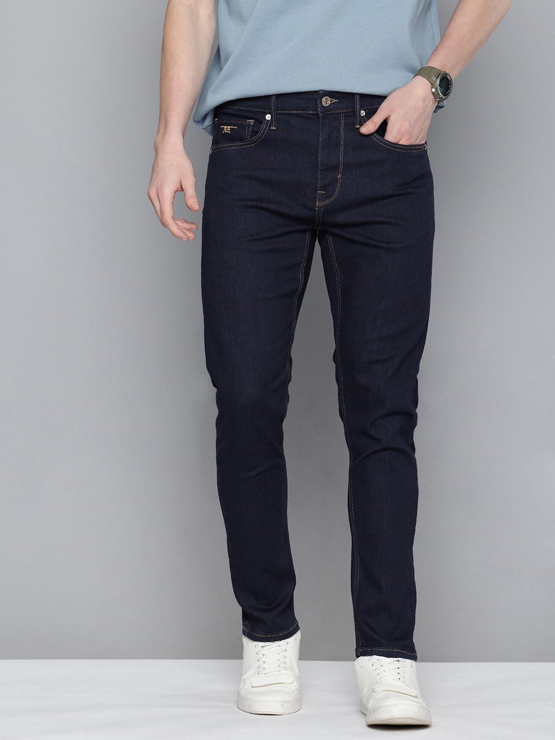 

Flying Machine Tapered Fit Light Fade Stretchable Jeans, Navy blue