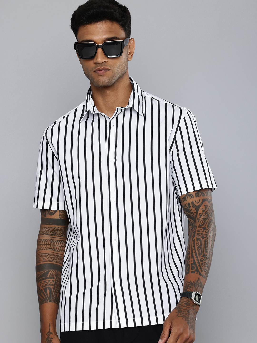 

Flying Machine Striped Casual Shirt, White