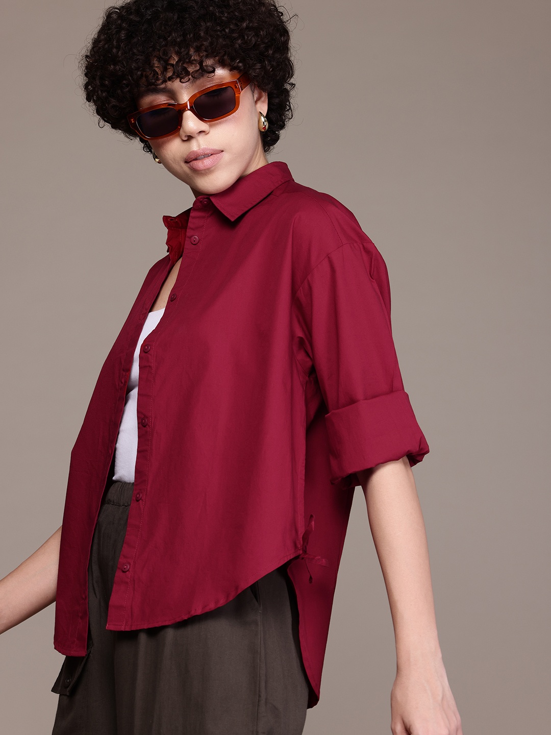 

Roadster Women Classic Casual Shirt, Maroon
