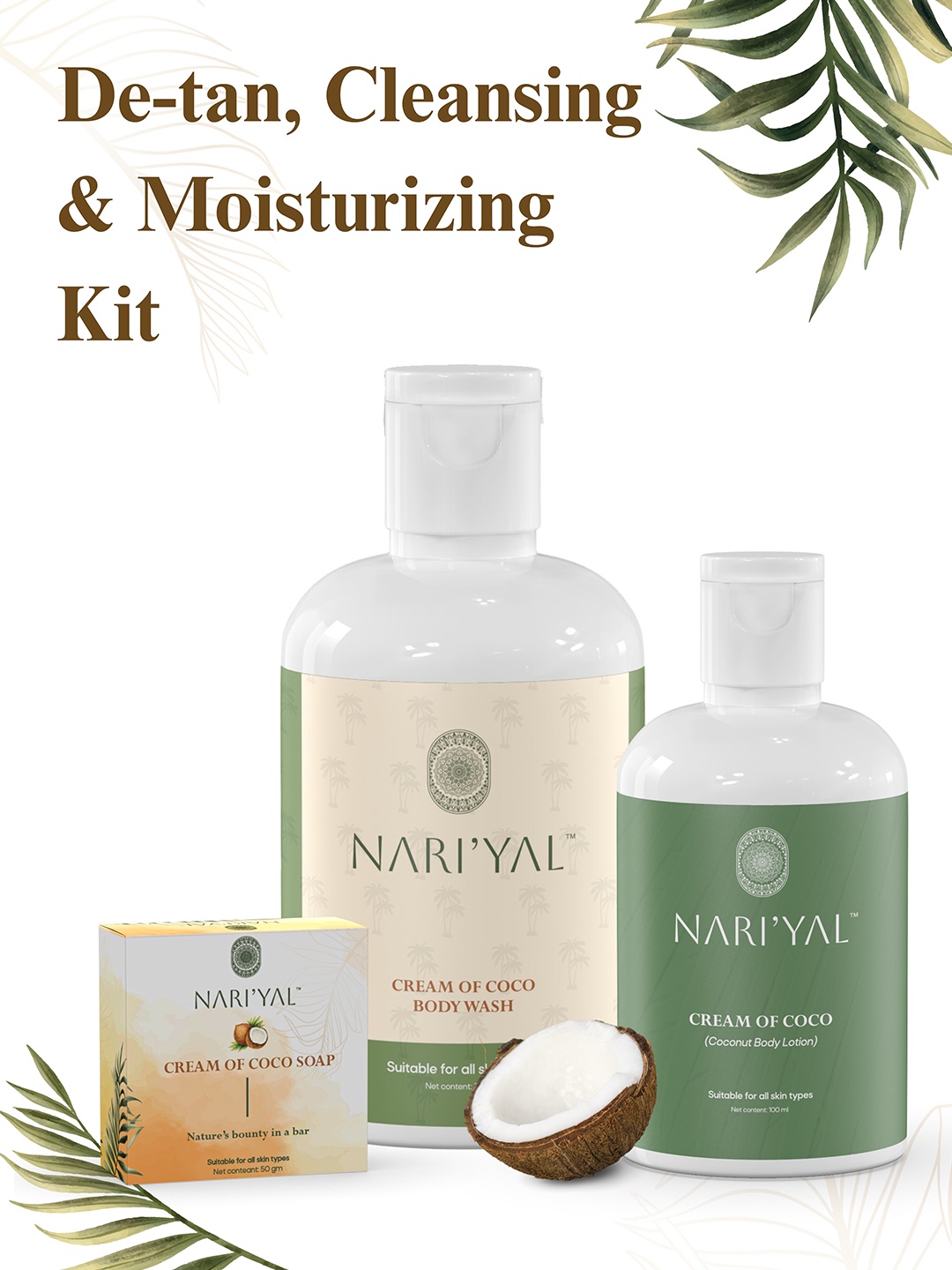 

NARIYAL Cream Of Coco Combo - Body Lotion + Soap + Body Wash, White