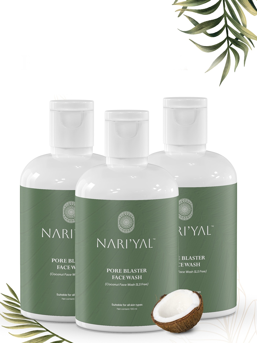 

NARIYAL Set Of 3 Pore Blaster Hydration Booster Face Wash 100 ml Each, Transparent