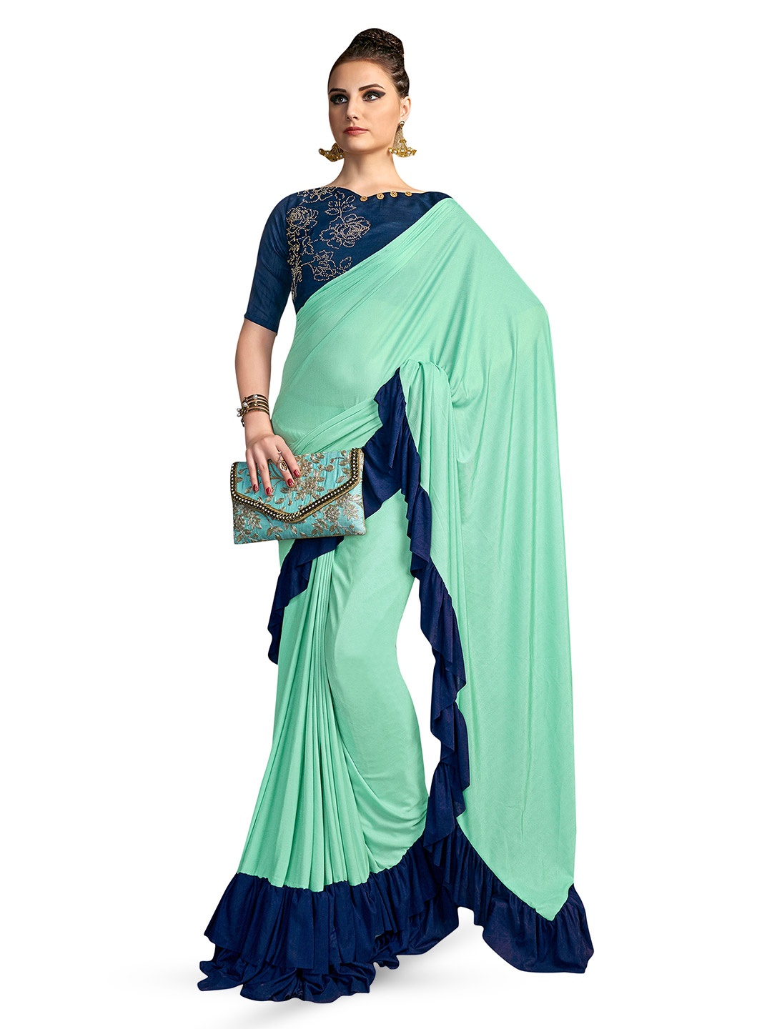 

Maroosh Saree With Blouse Piece, Sea green