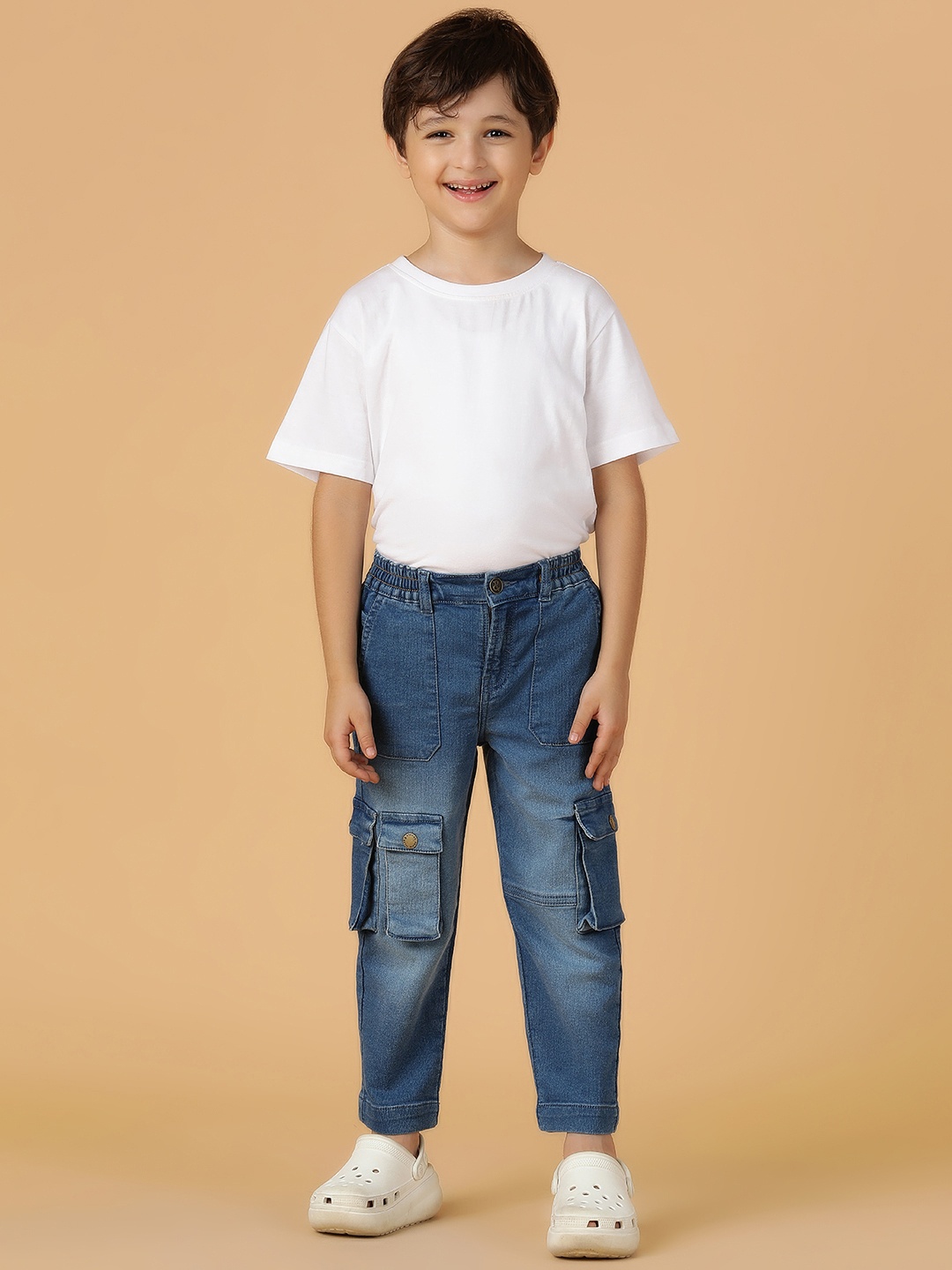 

TALES & STORIES Boys Straight Fit Light Fade Cotton Stretchable Jeans, Blue