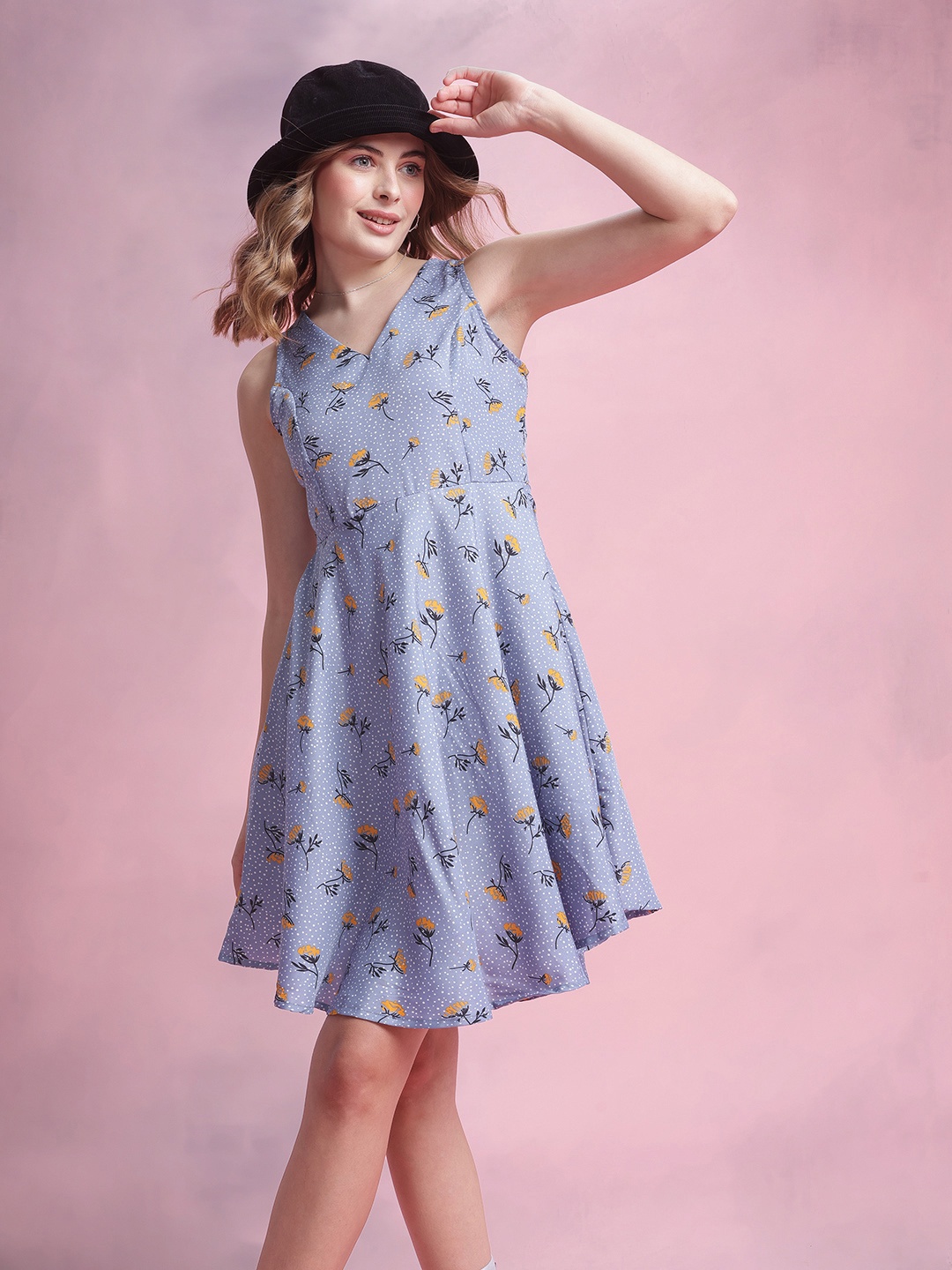 

DressBerry Floral Print A-Line Dress, Blue