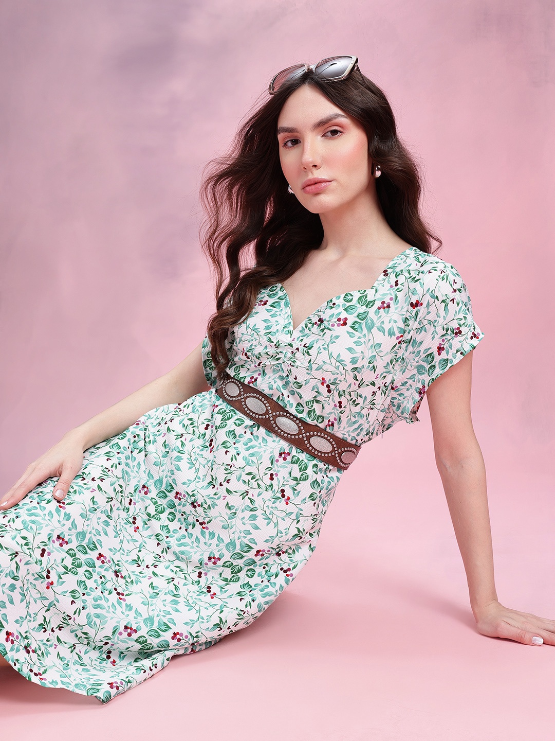 

DressBerry Floral Print A-Line Dress, White