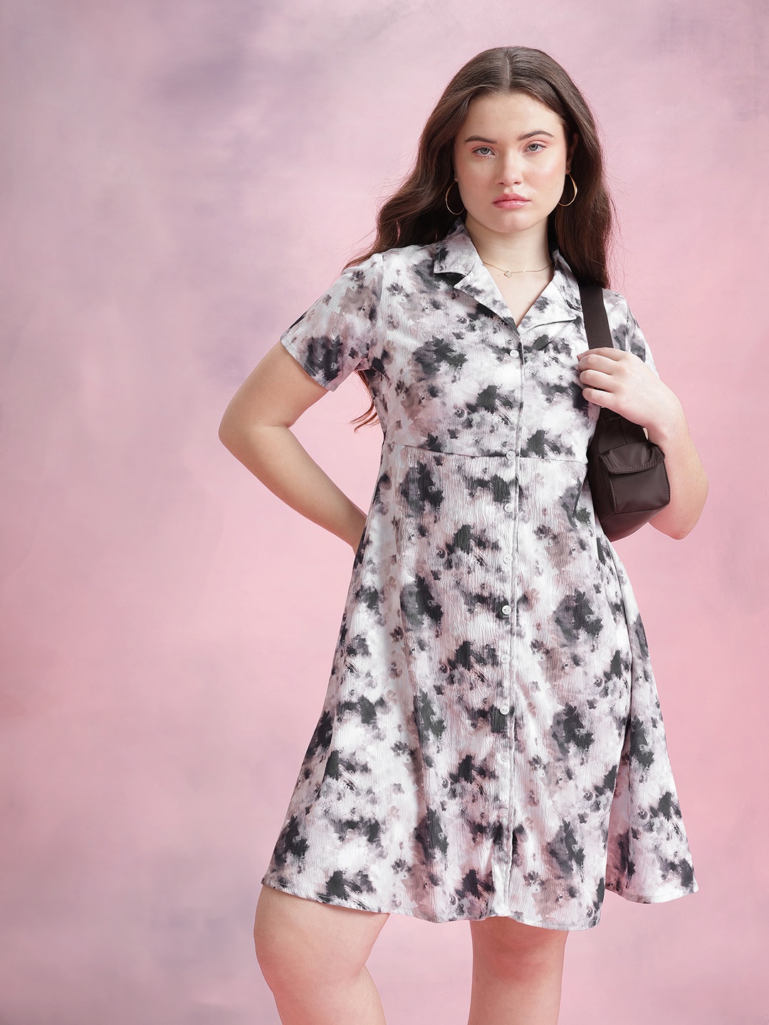 

DressBerry Printed Shirt Dress, Off white