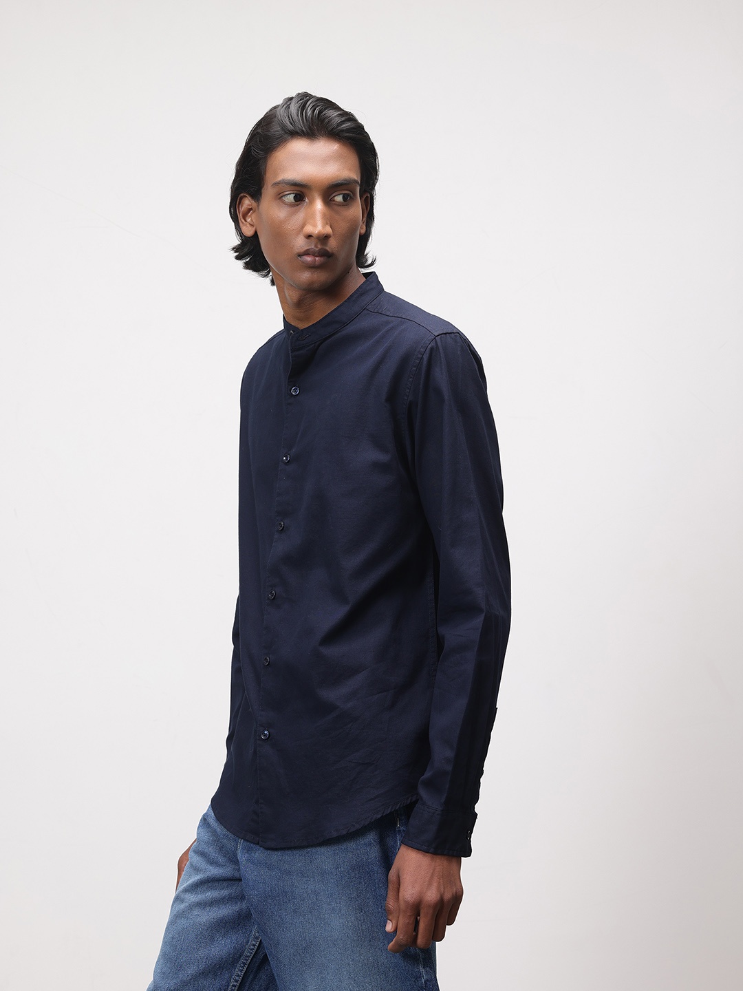 

ether Pure Cotton Casual Shirt, Navy blue