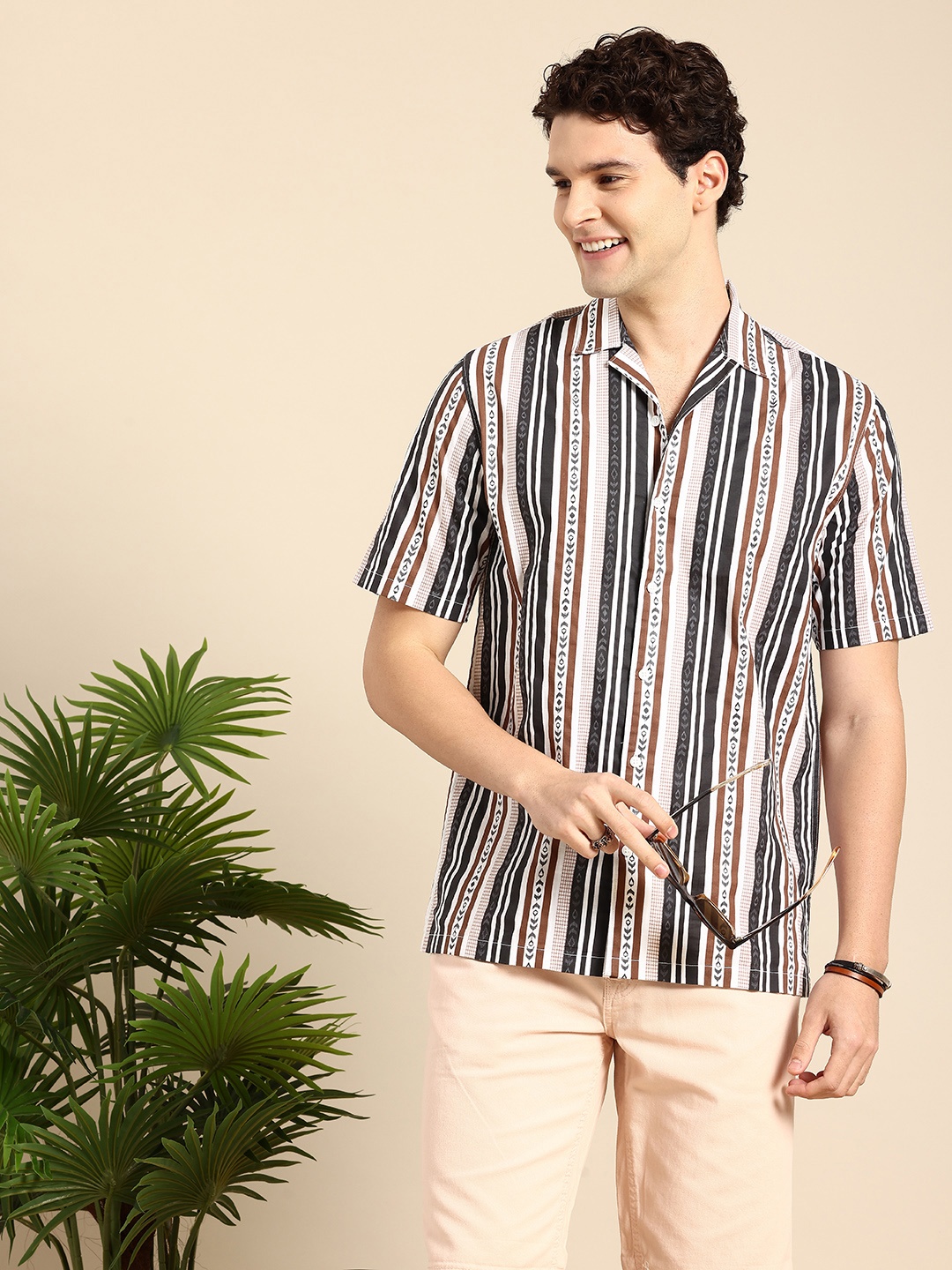 

Mast & Harbour Pure Cotton Striped Casual Shirt, White