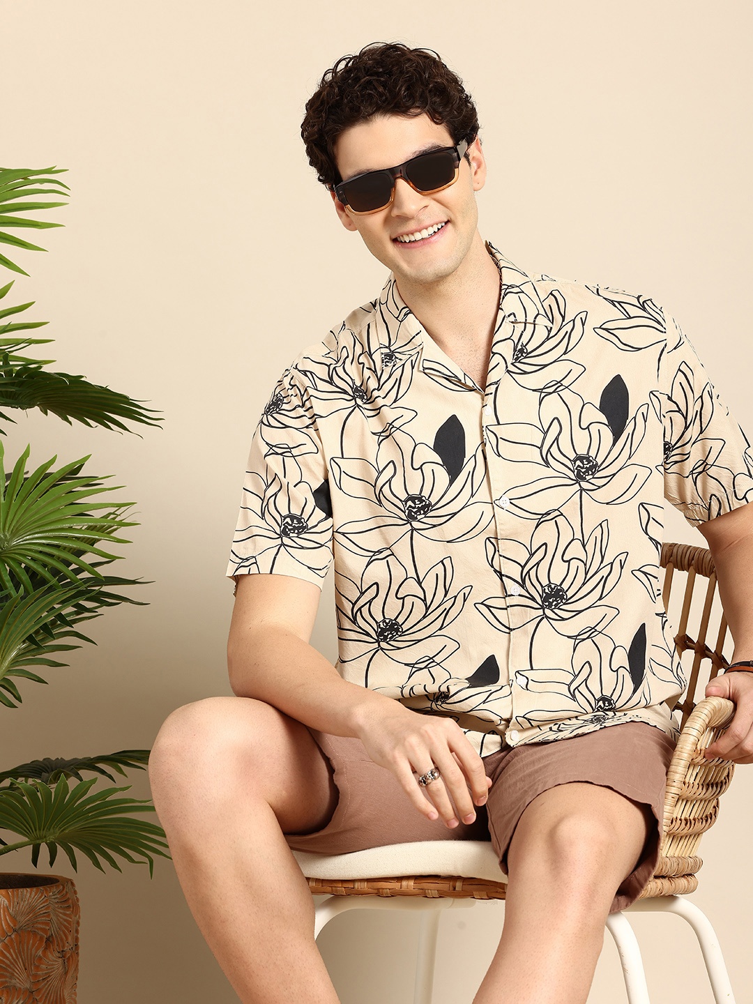 

Mast & Harbour Floral Printed Casual Shirt, Beige