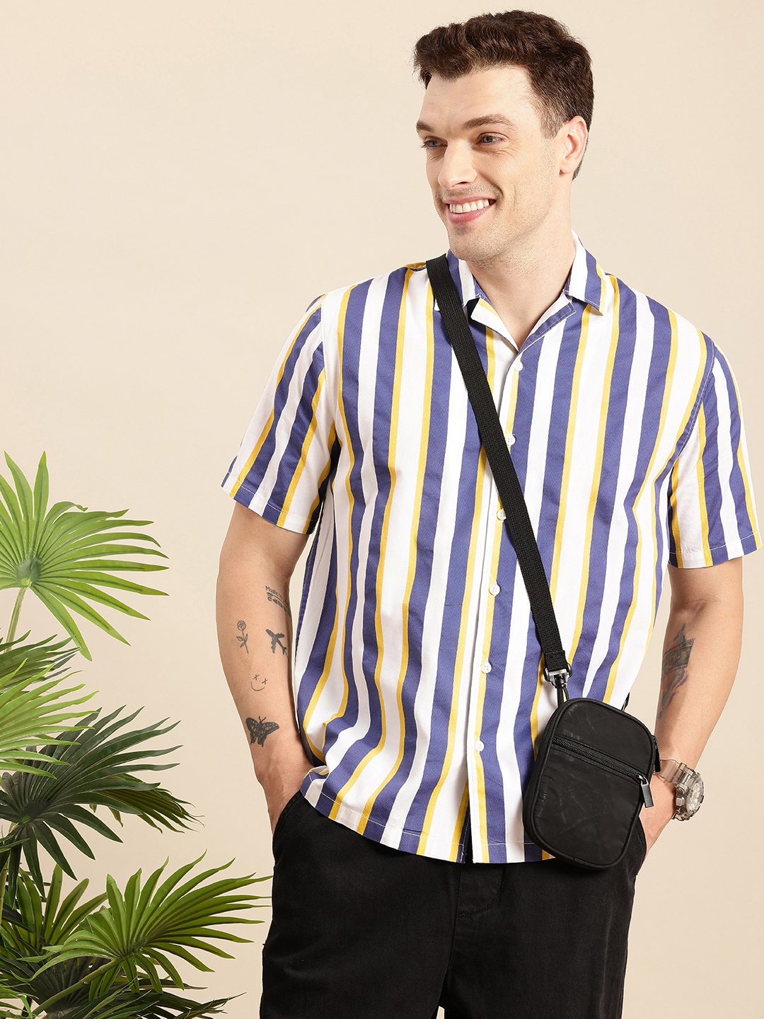 

Mast & Harbour Vertical Stripes Casual Shirt, White