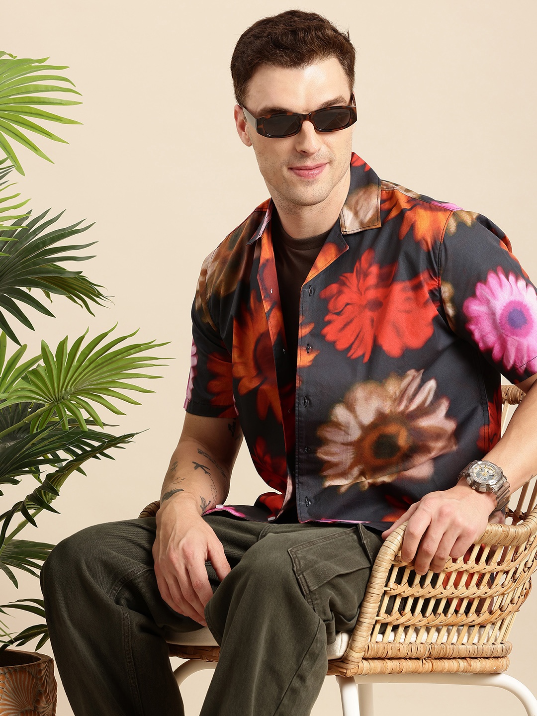 

Mast & Harbour Floral Printed Cuban Collar Casual Shirt, Multi
