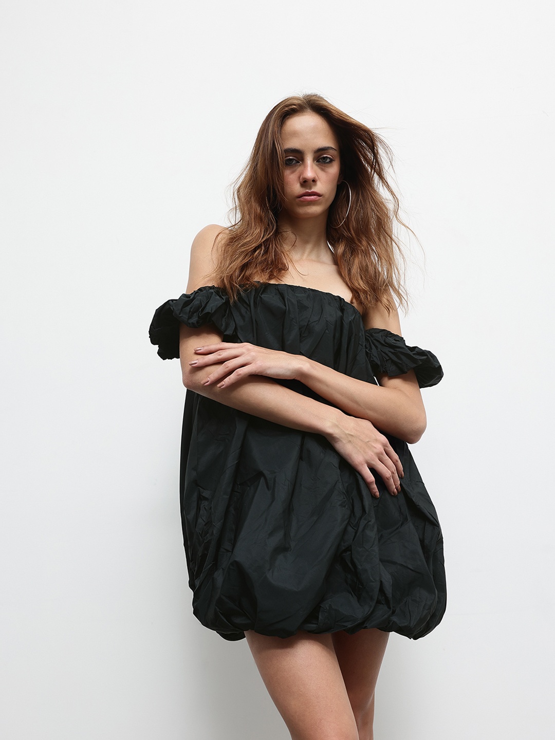 

ZARA Off-Shoulder Balloon Dress, Black