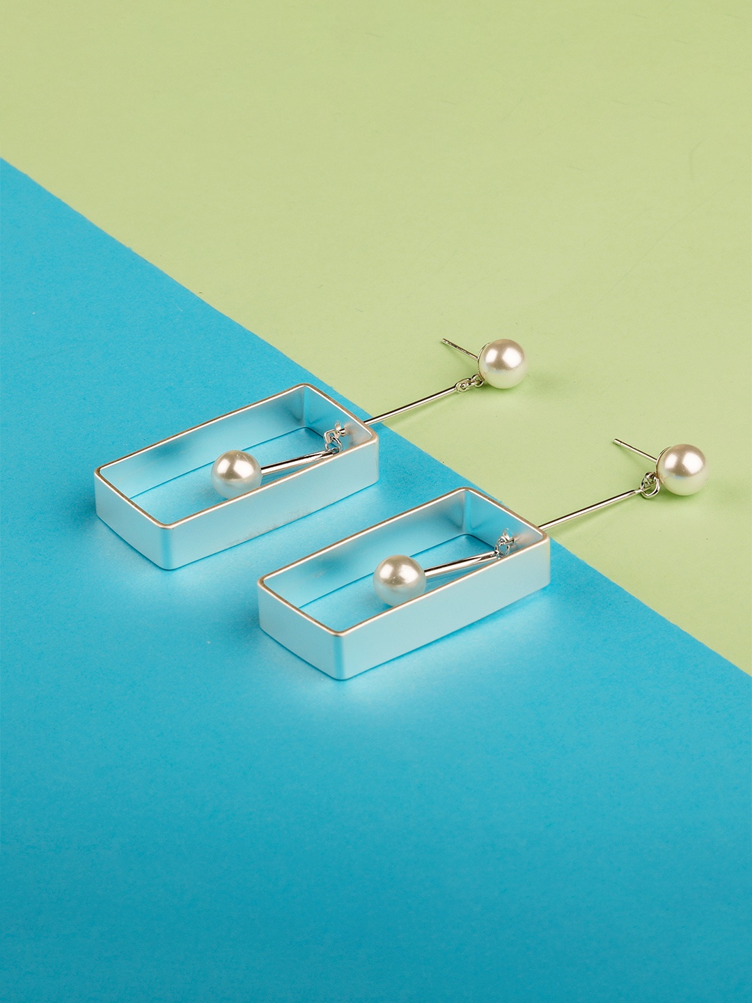 

Silver Shine Silver-Plated Contemporary Pearls Beaded Drop Earrings