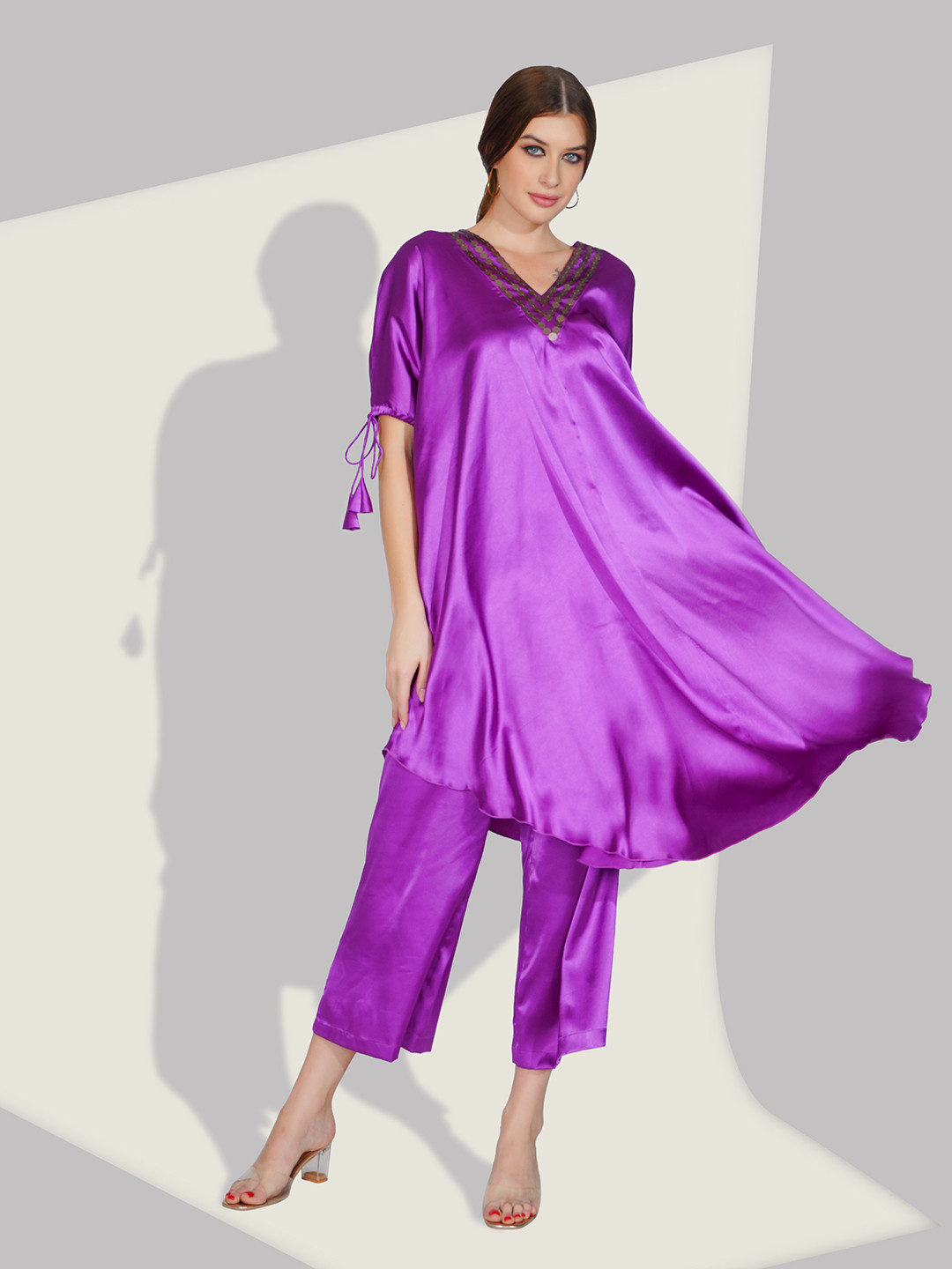 

Dora Dori Sequinned Tunic With Palazzo, Purple