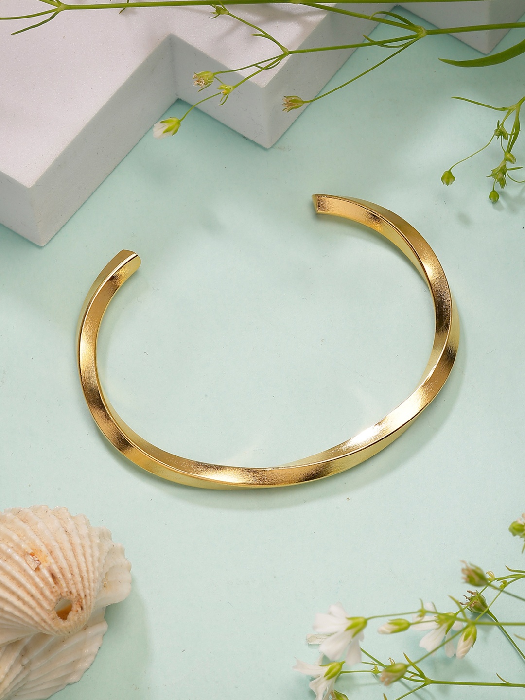 

NVR Stainless Steel Gold-Plated Cuff Bracelet