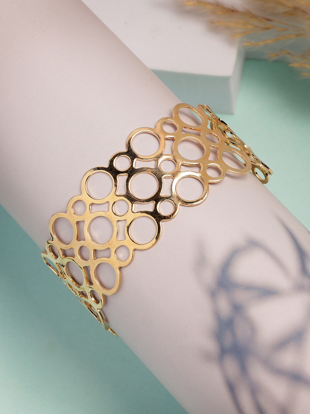 

NVR Stainless Steel Gold-Plated Cuff Bracelet