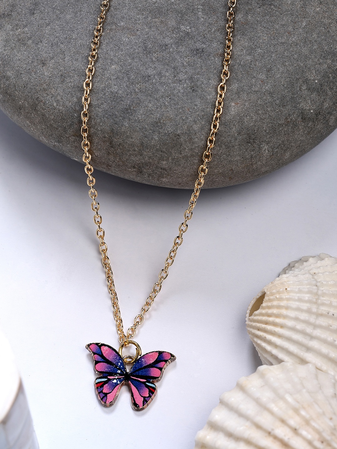 

NVR Gold-Plated Butterfly Shaped Pendant with Chain