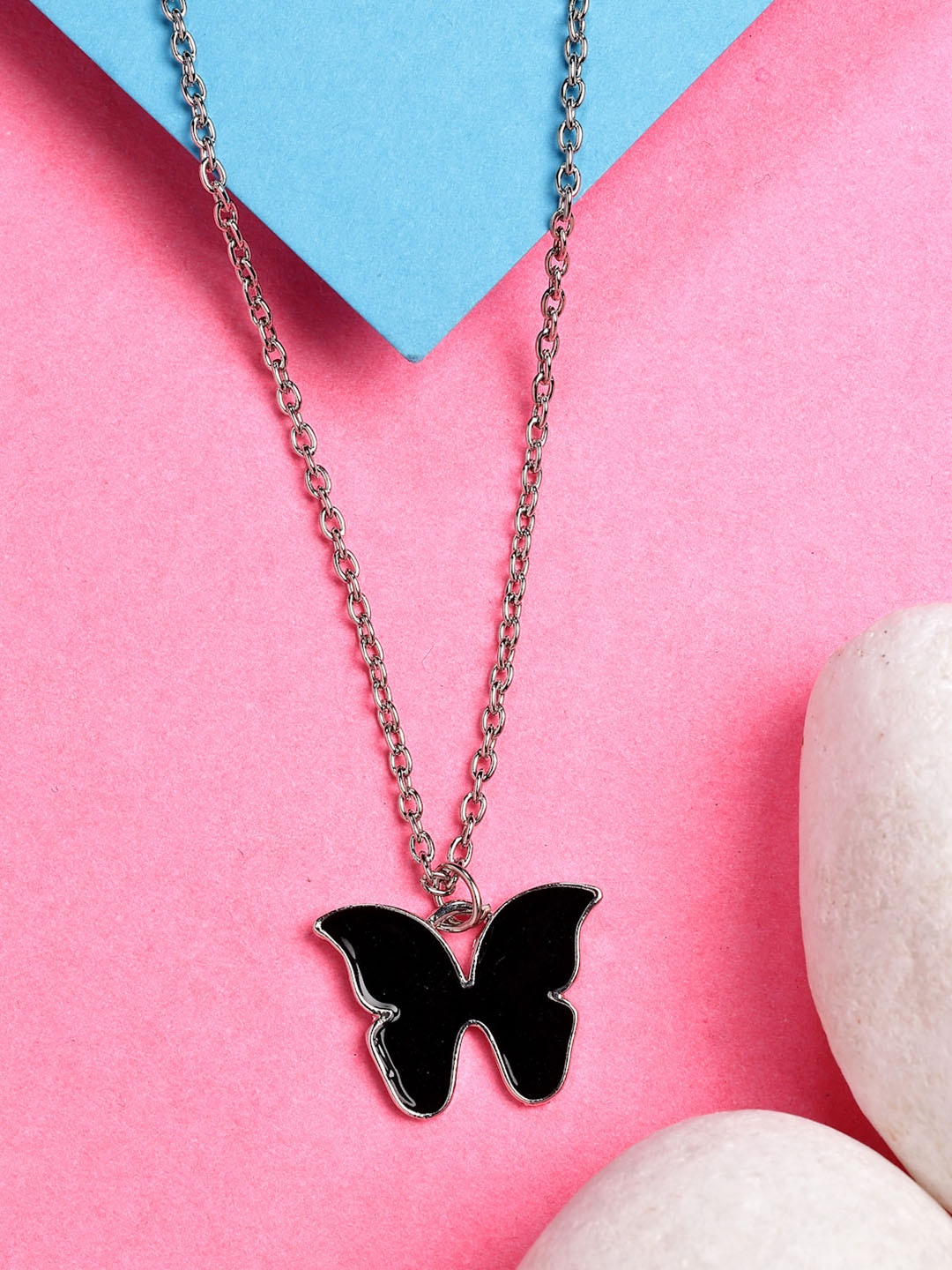 

NVR Silver-Plated Butterfly Shaped Pendant with Chain