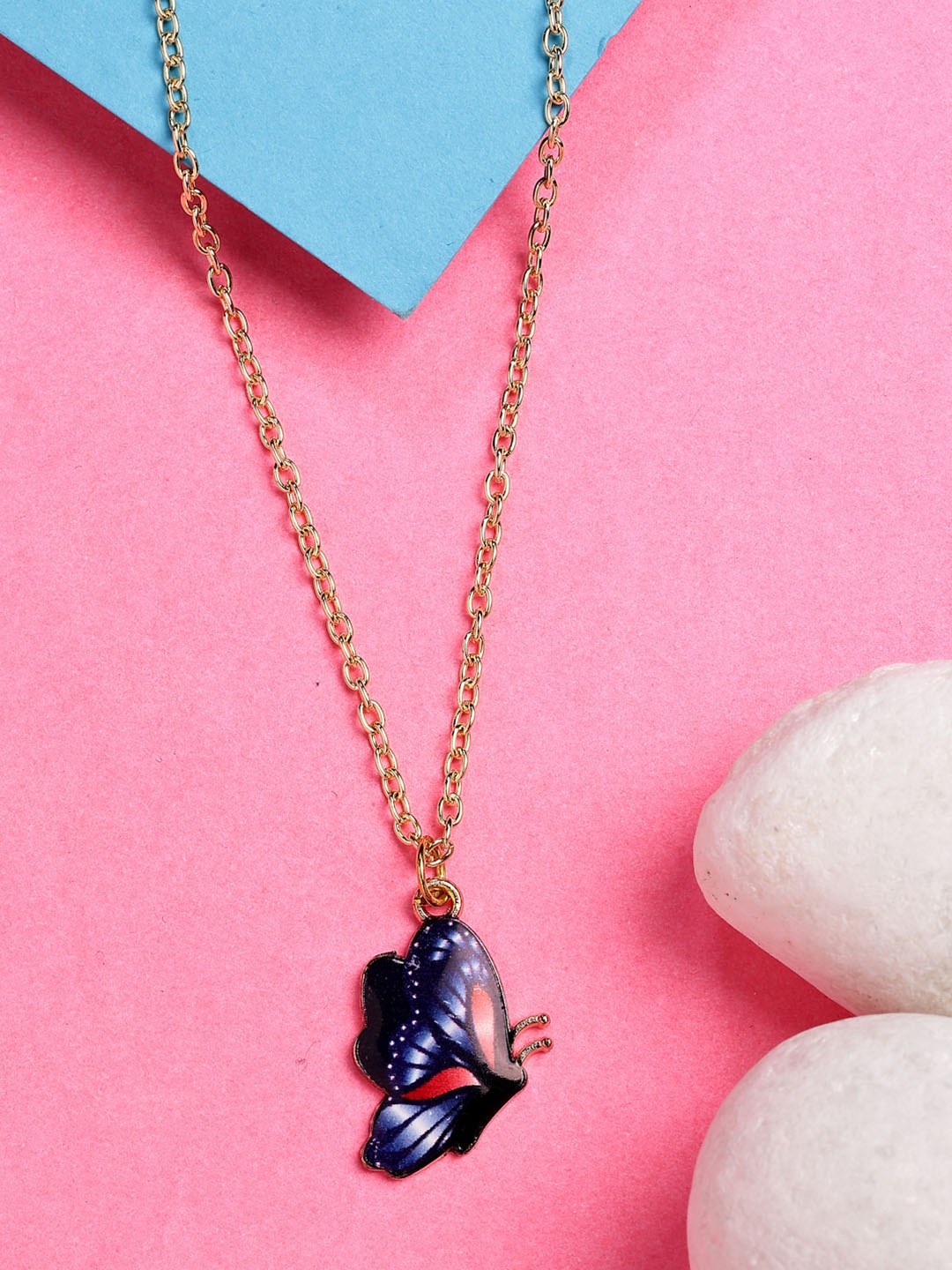 

NVR Gold-Plated Butterfly Shaped Pendant with Chain