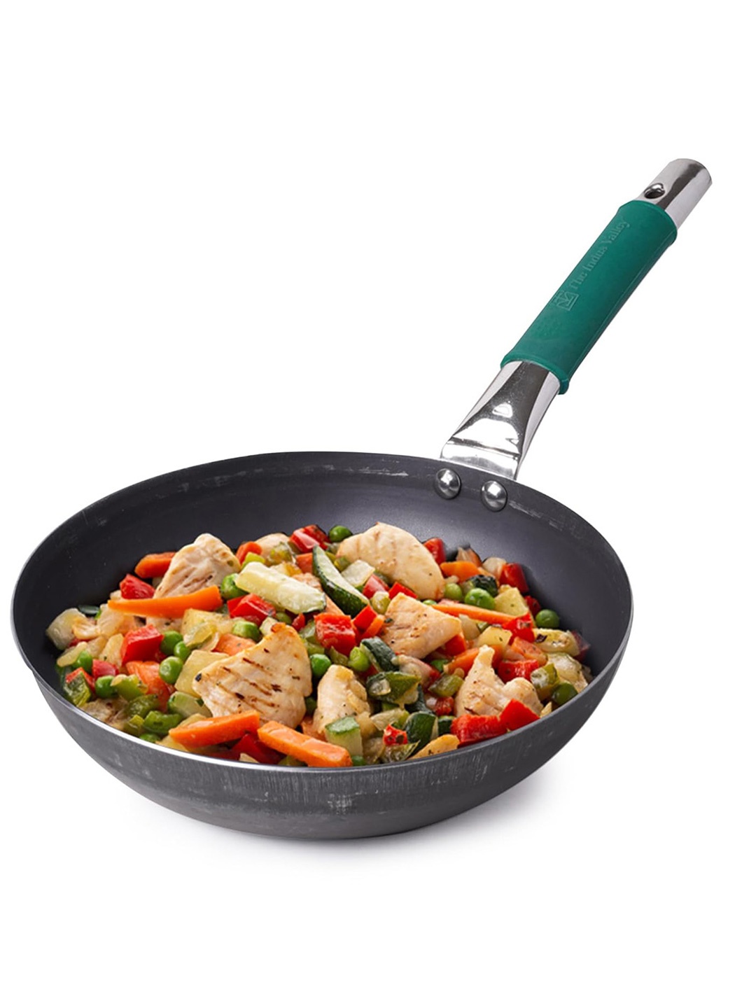 

The Indus Valley Black Dishwasher Safe Iron Frying Pan With Silicone Grip