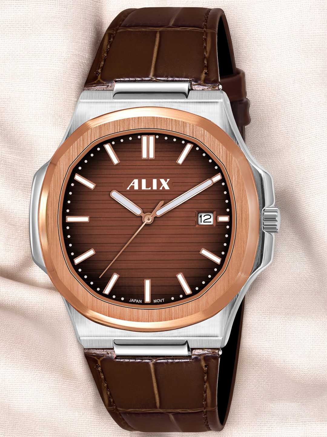

ALIX Men Dial & Leather Straps Analogue Watch AL2906L RGBNBN, Brown