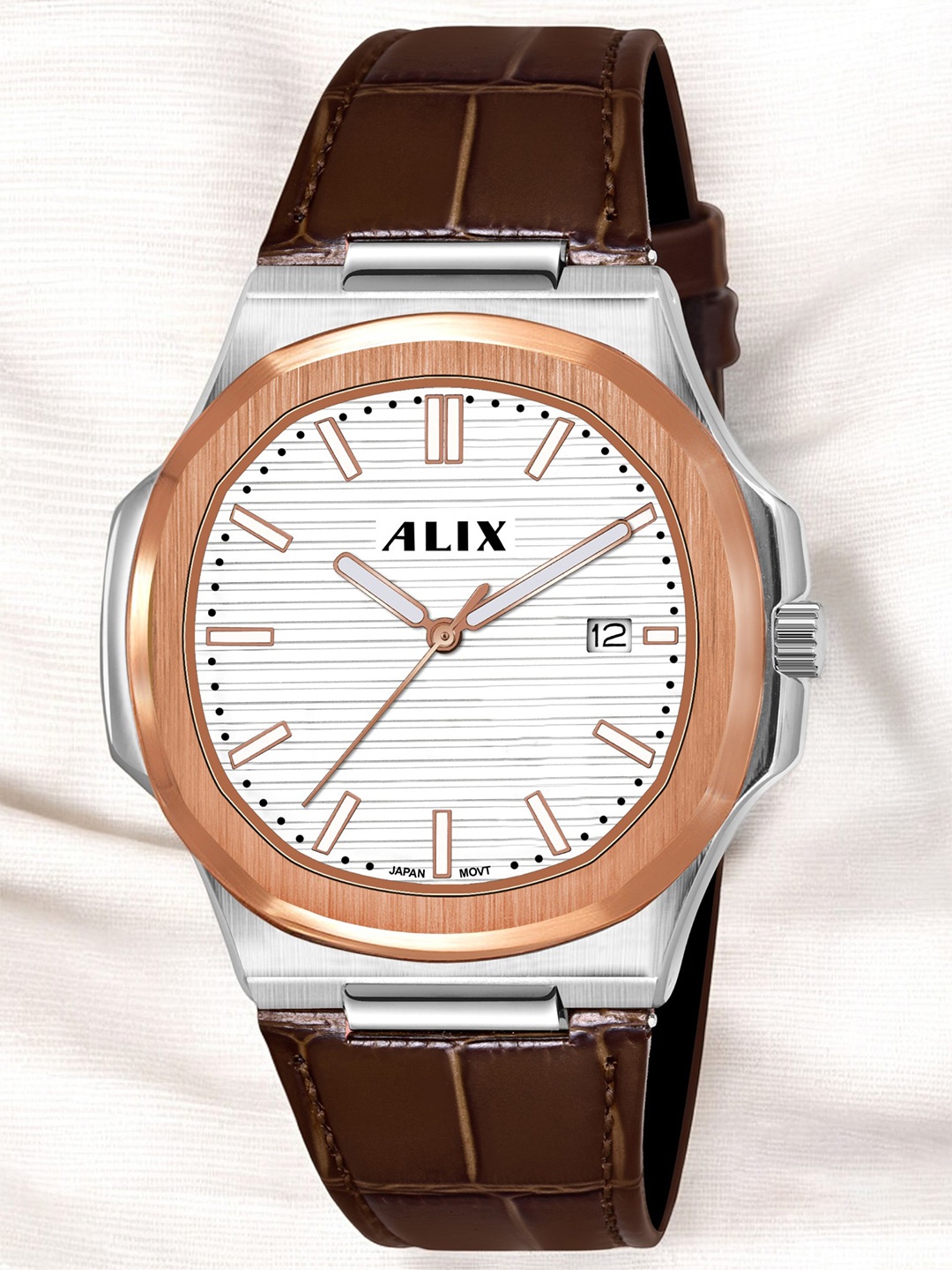 

ALIX Men Dial & Leather Straps Analogue Watch AL2906L RGWBN, White