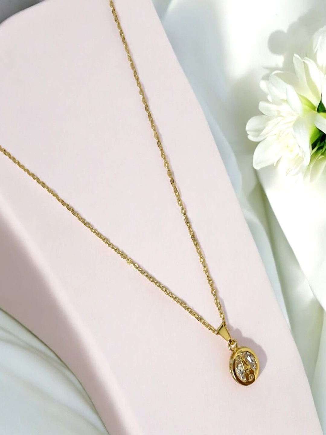 

AccessHer Gold-Plated Stone Studded Pendants with Chains