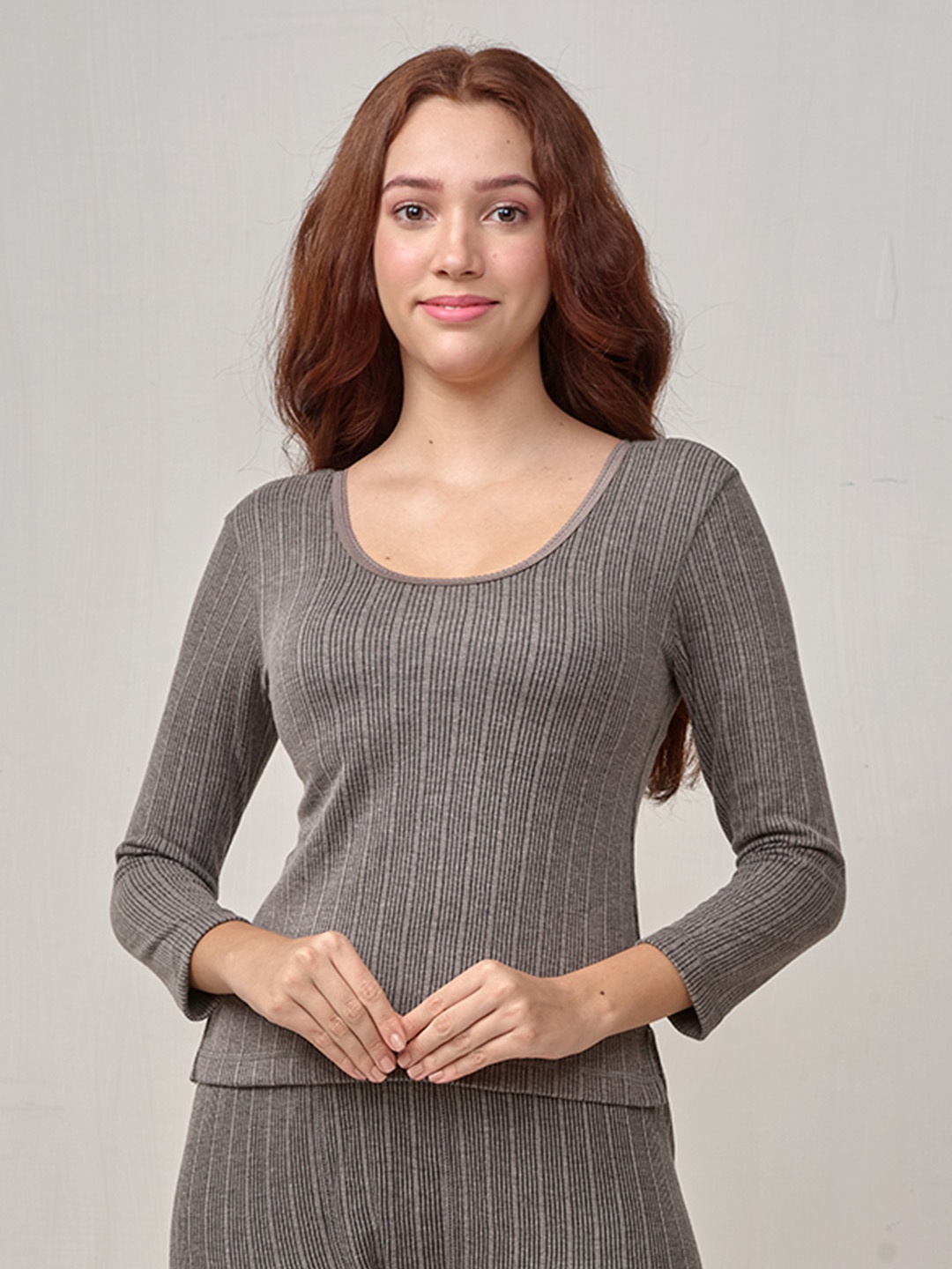

INFERNO Women Polycotton Three Quarter Short Thermal Top, Charcoal
