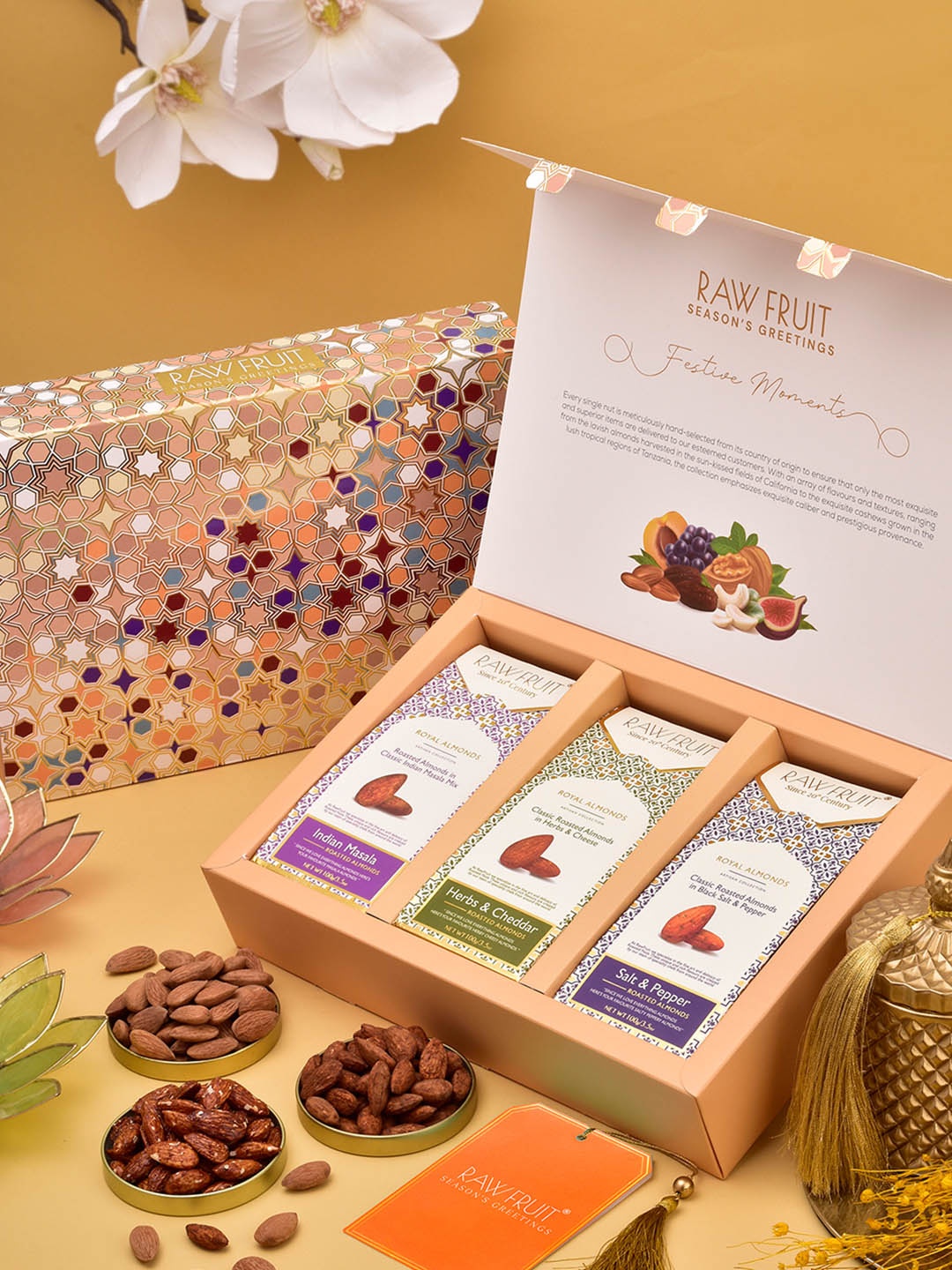 

RawFruit Pack of 3 Roasted Almond Eid Gift Set- 100gm Each, Beige