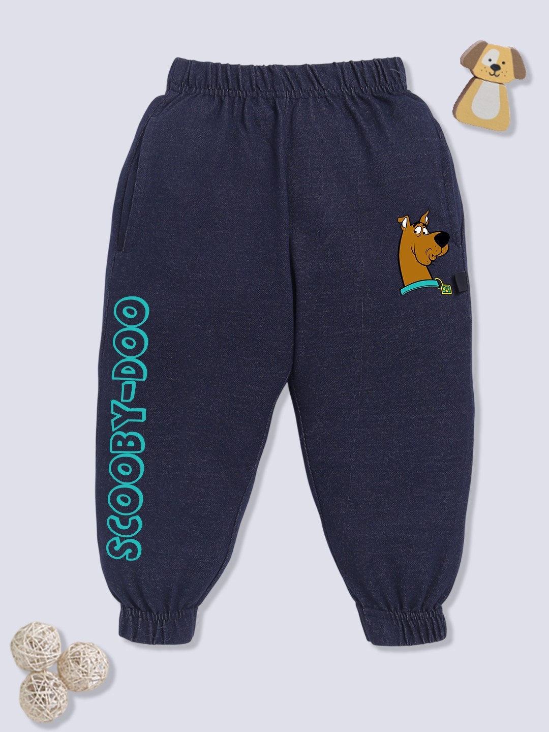 

YK X Minute Mirth Boys Scooby Doo Printed Pure Cotton Joggers, Navy blue