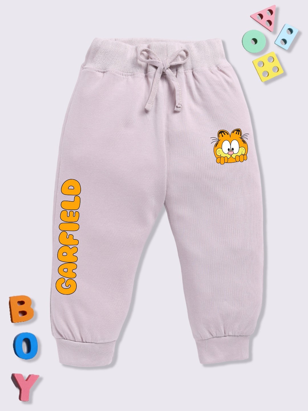 

YK X Minute Mirth Infant Boys Garfield Printed Pure Cotton Joggers, Purple