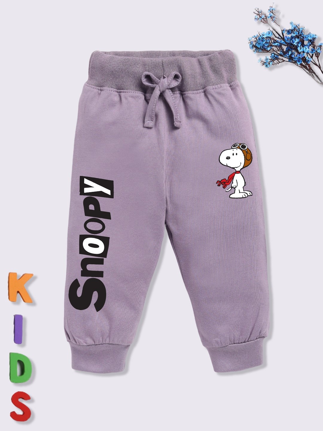 

YK X Minute Mirth Infant Boys Snoopy Printed Pure Cotton Joggers, Mauve