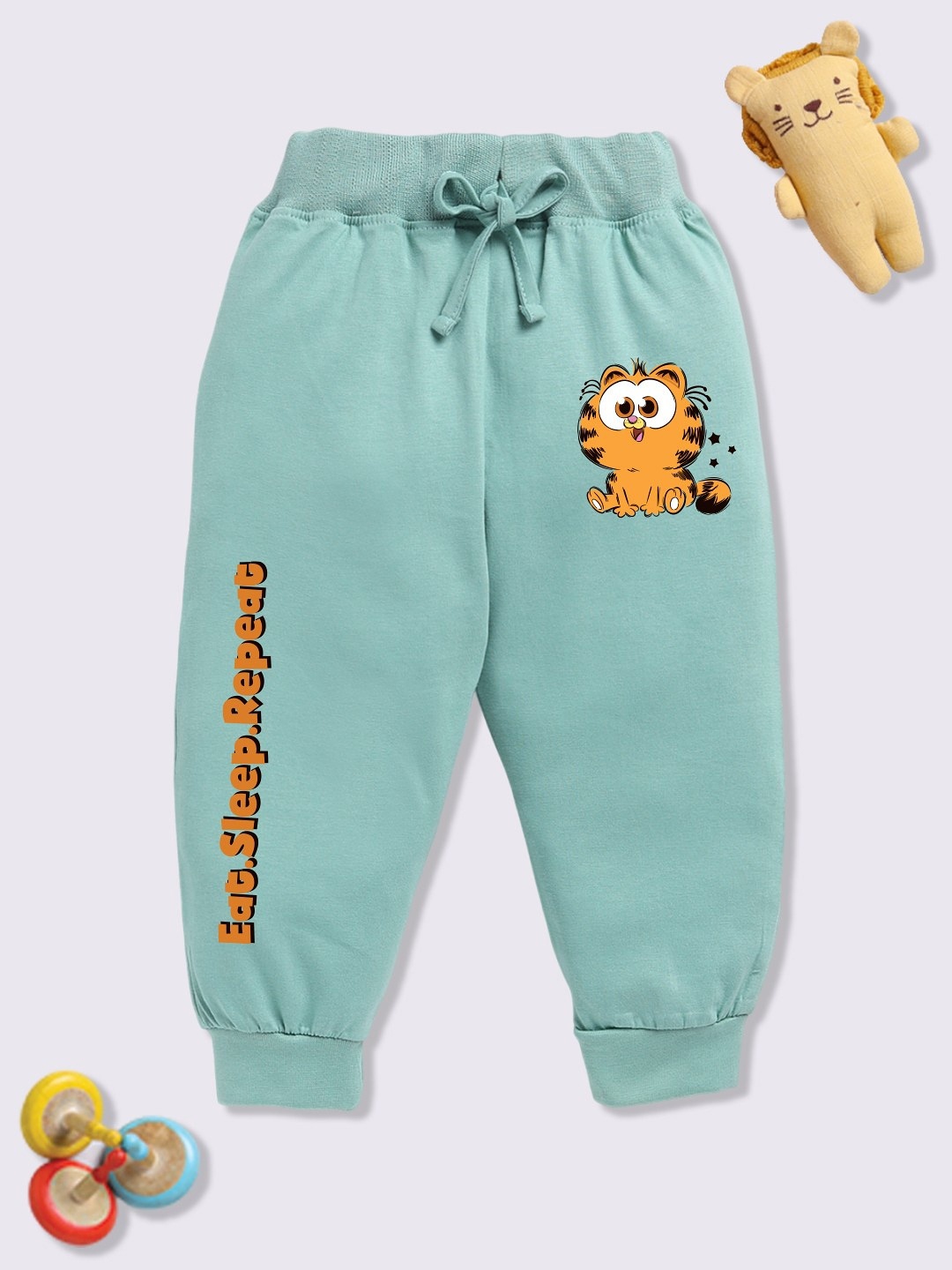 

YK X Minute Mirth Infant Boys Garfield Printed Pure Cotton Joggers, Green