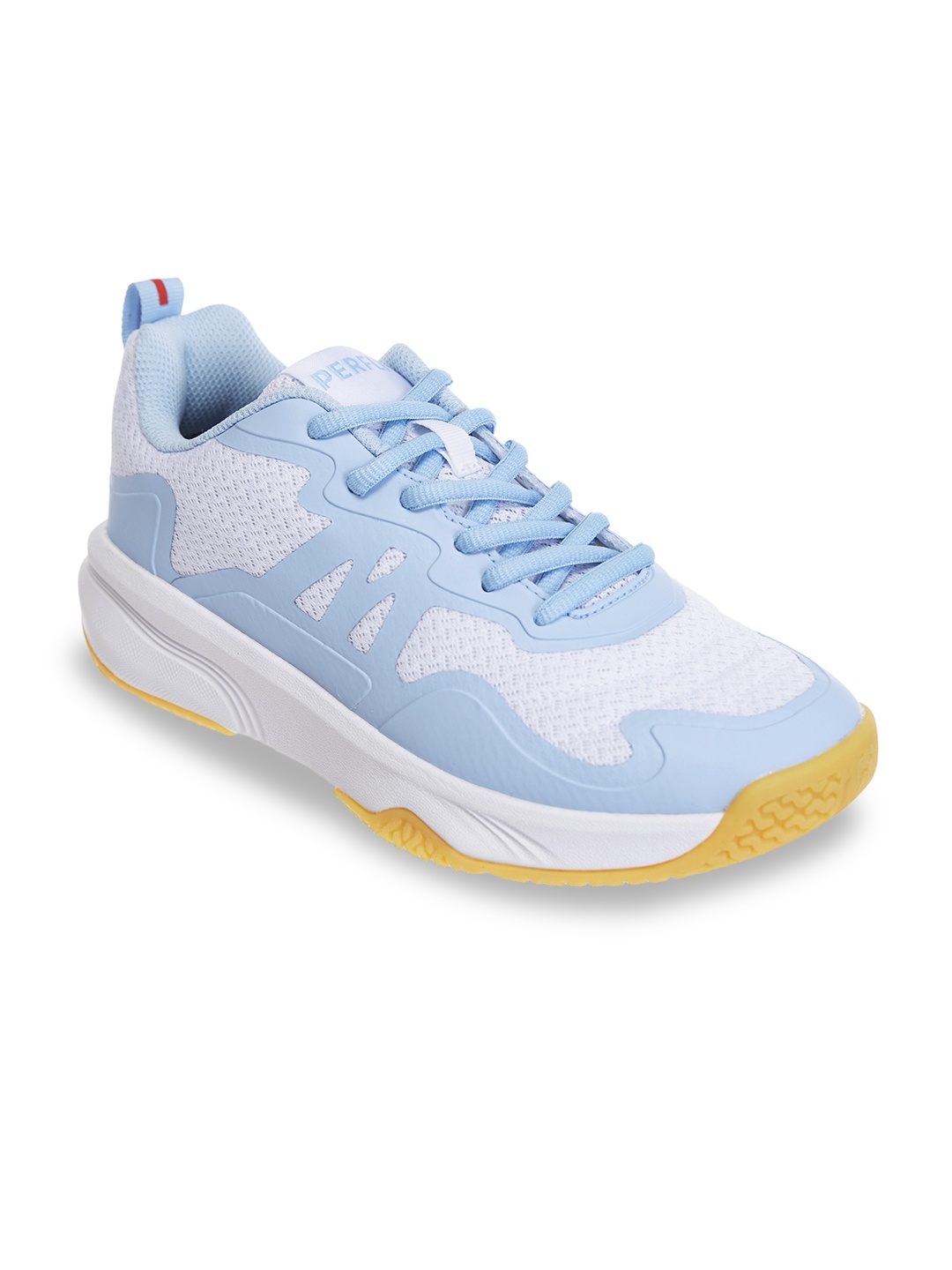 

PERFLY By Decathlon Kids Unisex White Blue Non Marking Intermediate Badminton Shoes