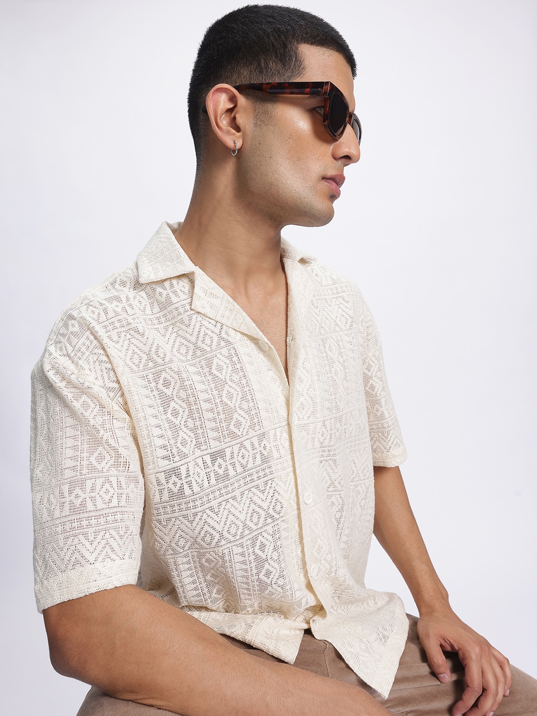 

Kook N Keech Timeless Textures Self-Design Shirt, Beige