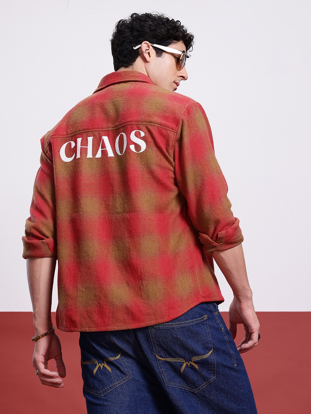 

Kook N Keech Chaotic Checks Flannel Relaxed Shirt, Red