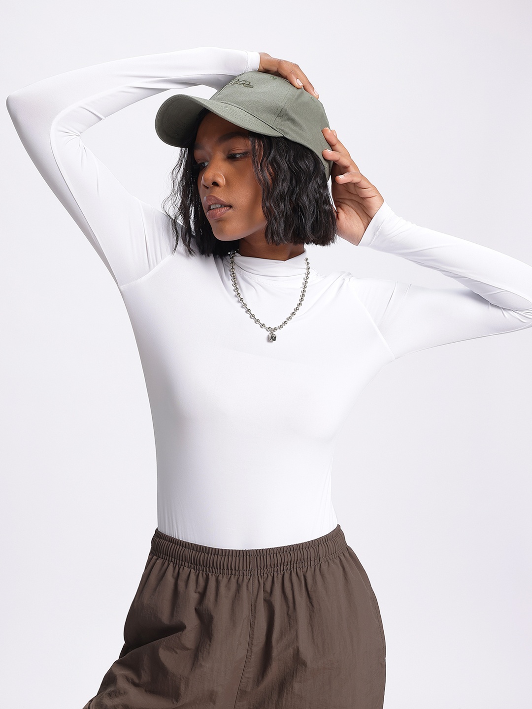 

glitchez Soft Appeal High-Neck Bodysuit, White