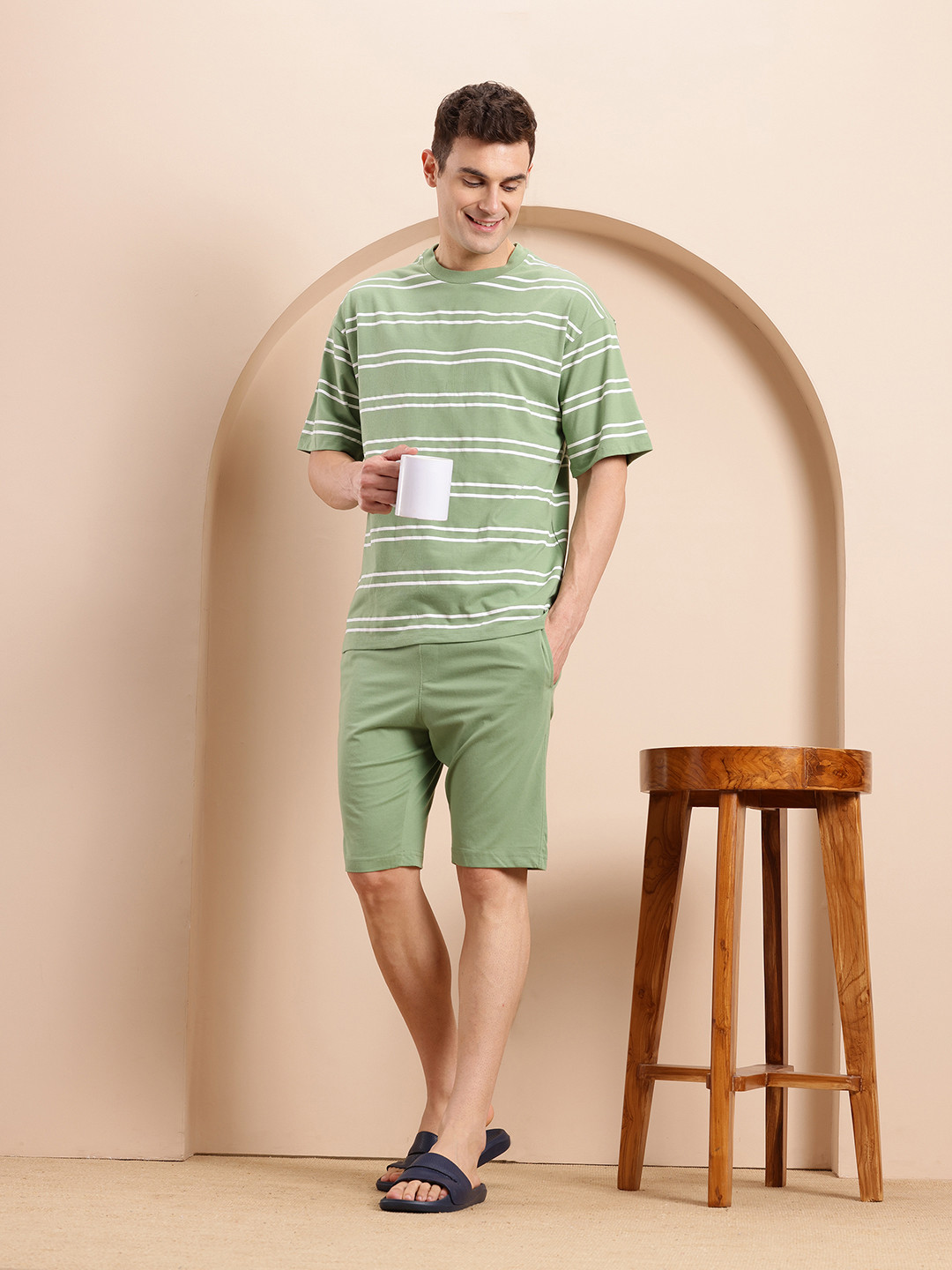 

Mast & Harbour Striped Shorts Set, Green
