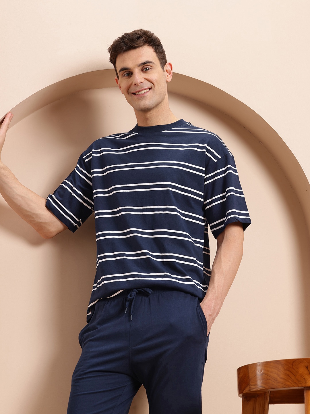

Mast & Harbour Striped Shorts Set, Navy blue