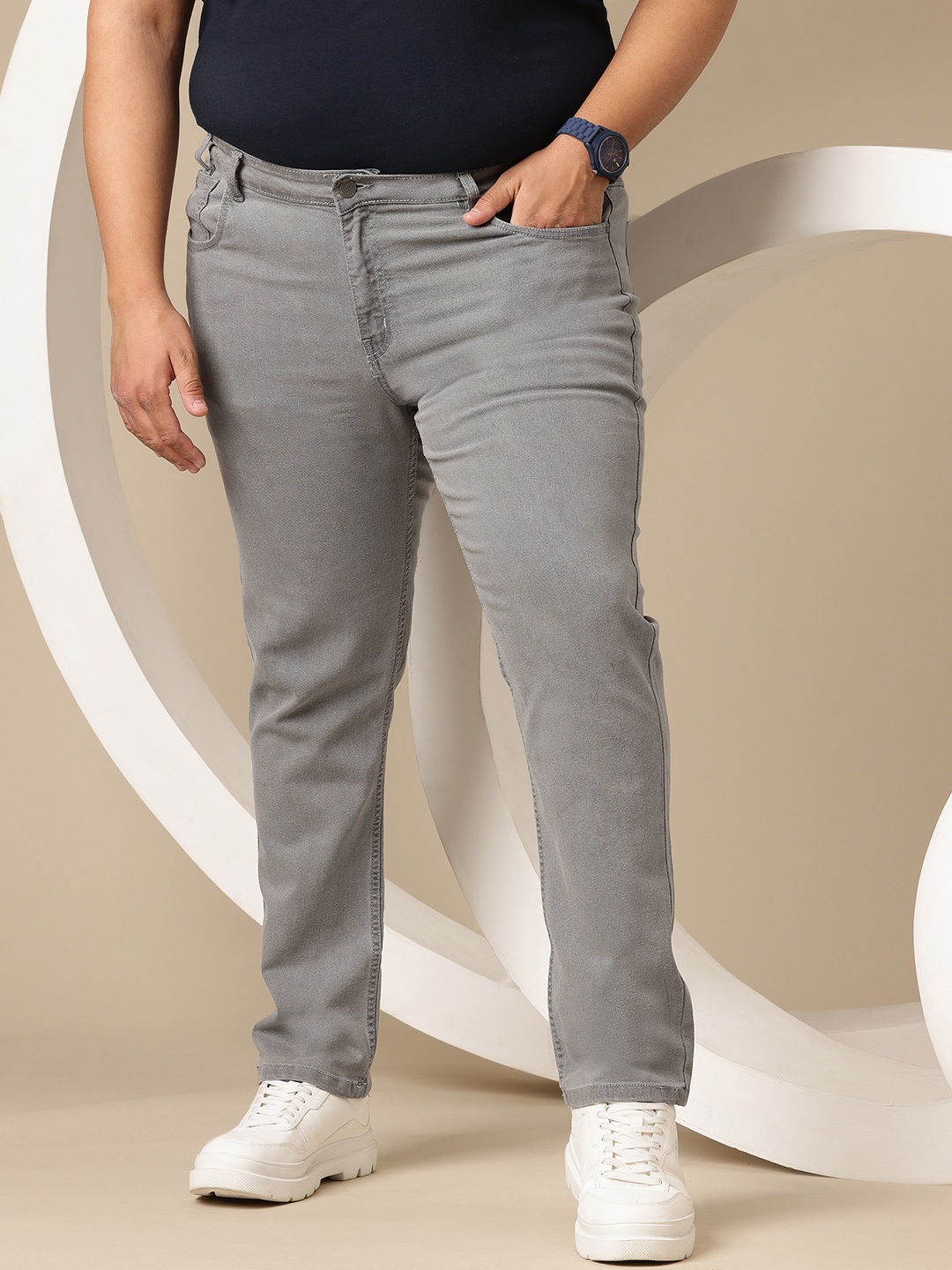 

Sztori Men Plus Size Slim Fit Stretchable Jeans, Grey
