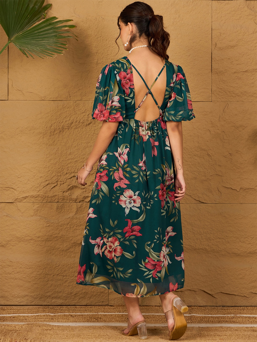 

RARE Floral Printed Fit & Flare Maxi Dress, Green