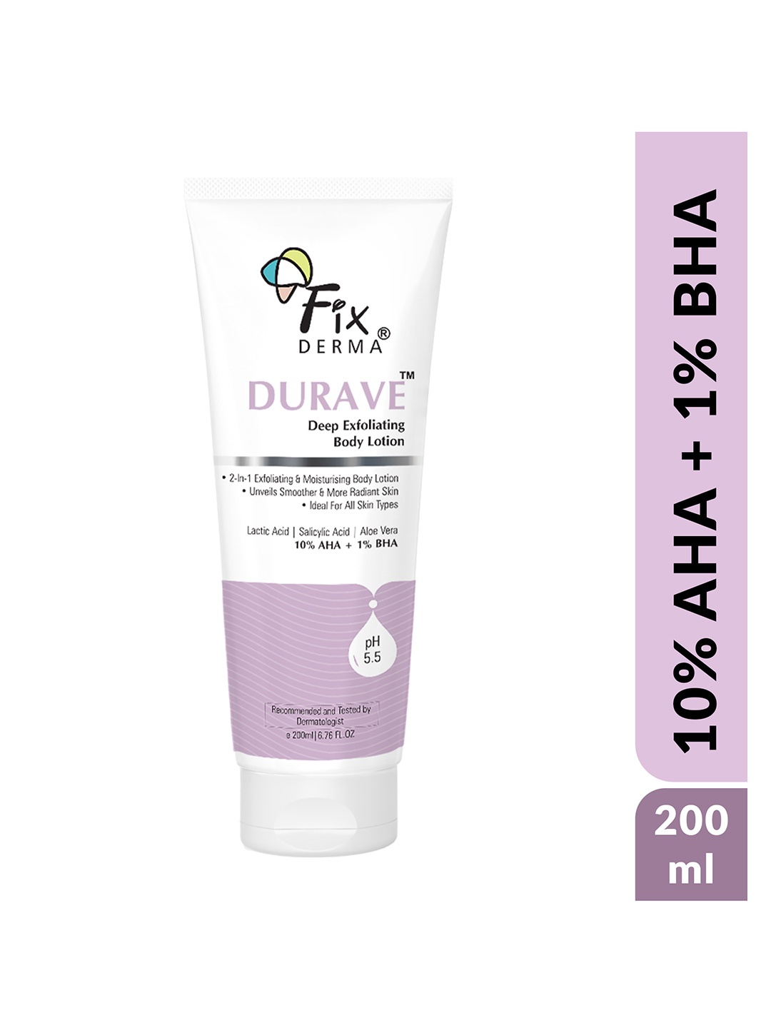 

FIXDERMA Durave Deep Exfoliating Body Lotion with 10% AHA & 1% BHA - 200 ml, White