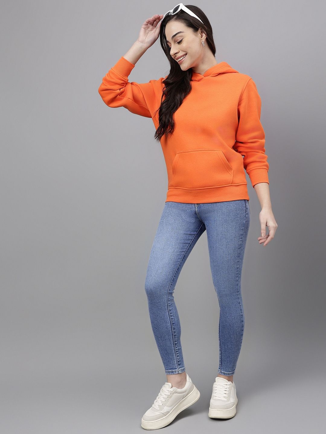 

Xpose Women Solid Hood Wool Pullover Sweatshirt, Orange