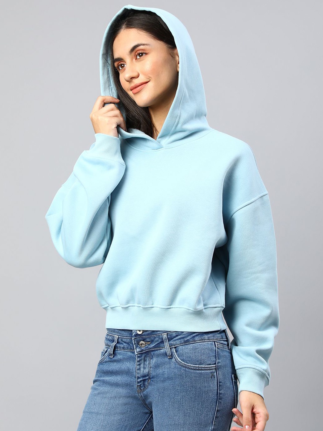 

Xpose Women Solid Hood Wool Pullover Sweatshirt, Blue