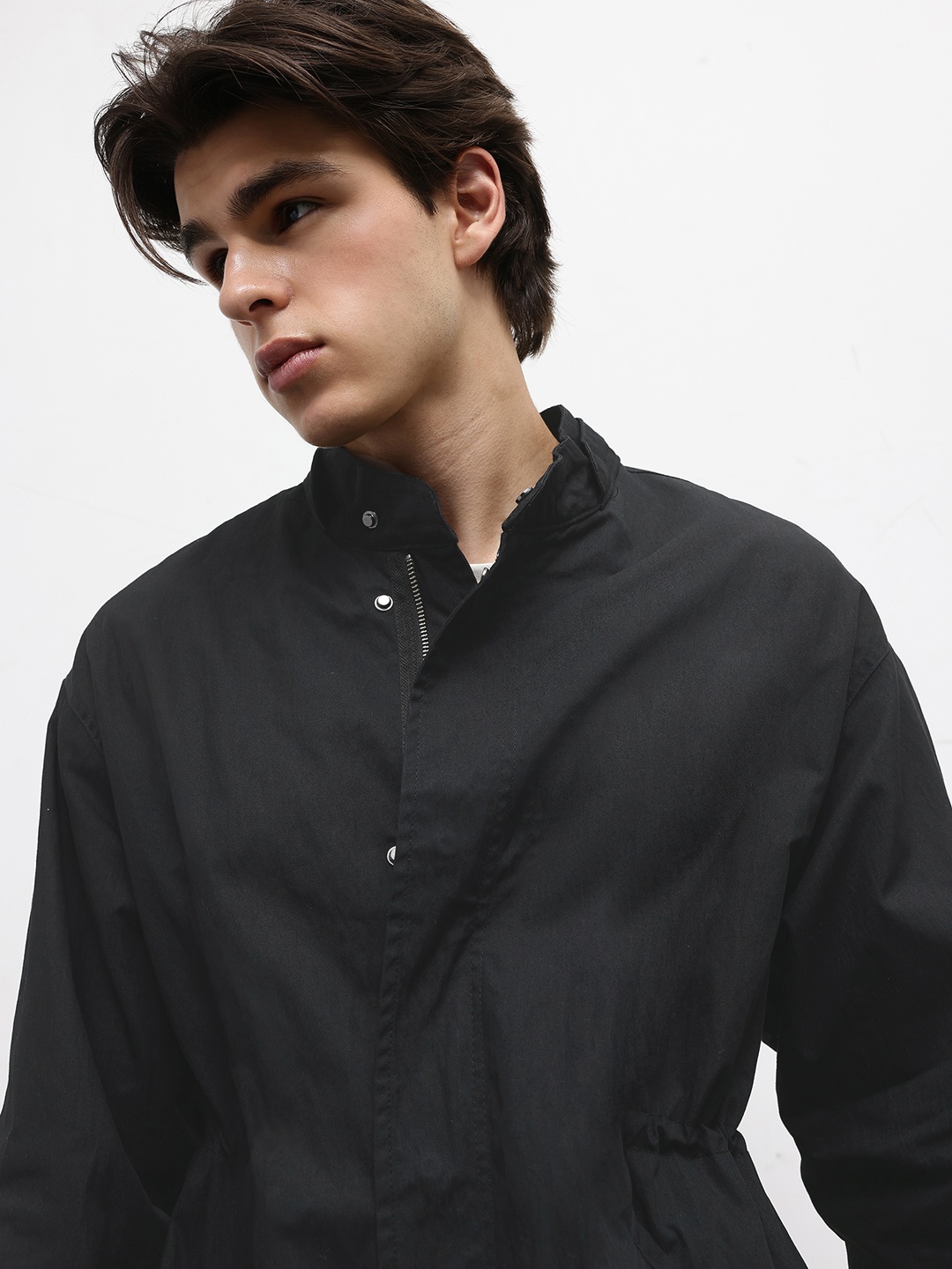 

ZARA Drawstring Cinched Toggle Hem Tailored Jacket, Black