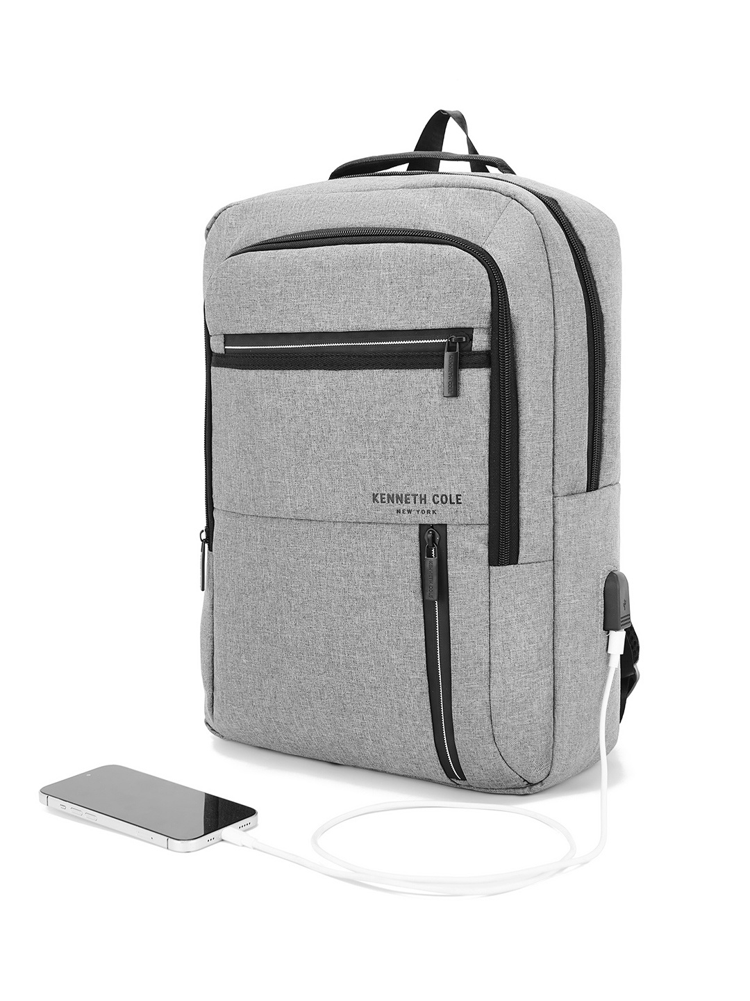 

Kenneth Cole Unisex Laptop Backpack with USB Charging Port, Grey