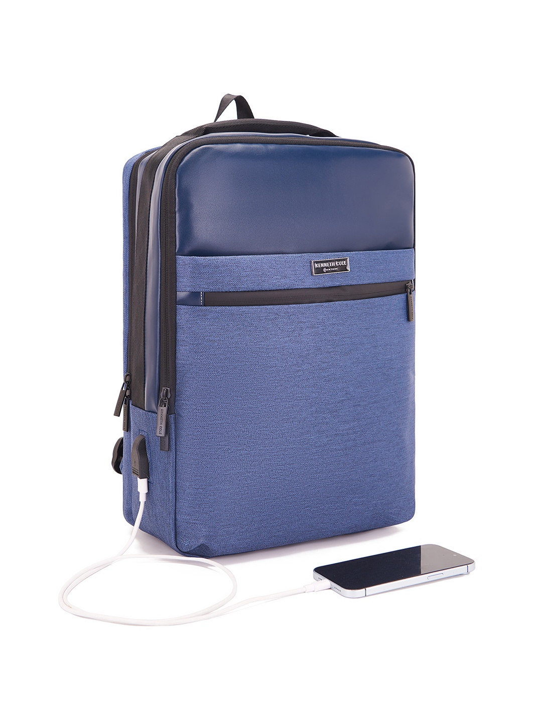 

Kenneth Cole Unisex Laptop Backpack with USB Charging Port, Navy blue