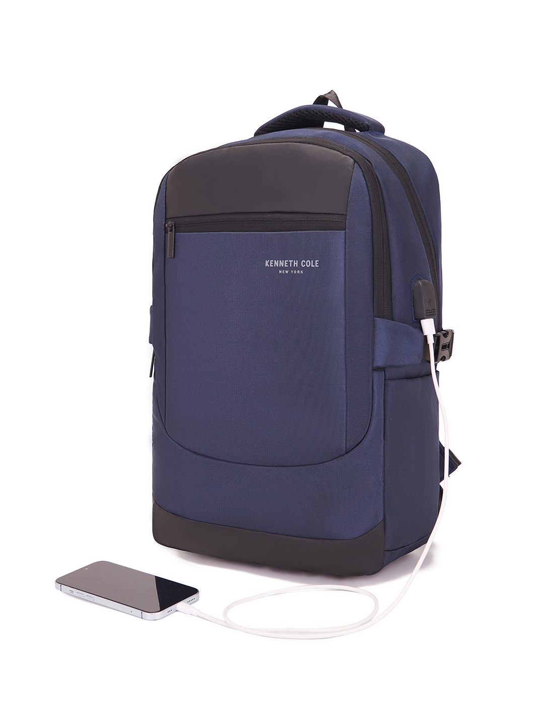 

Kenneth Cole Unisex Laptop Backpack with USB Charging Port, Navy blue